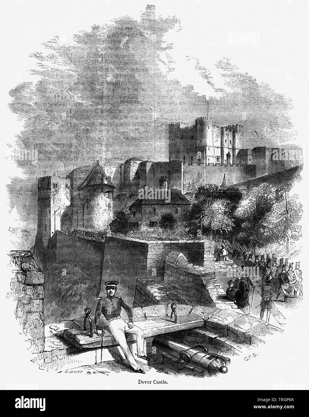 Le château de Douvres, Illustration de John Cassell's Illustrated History of England, Vol. I à partir de la première période du règne de Édouard le quatrième, Cassell, Petter et Galpin, 1857 Banque D'Images