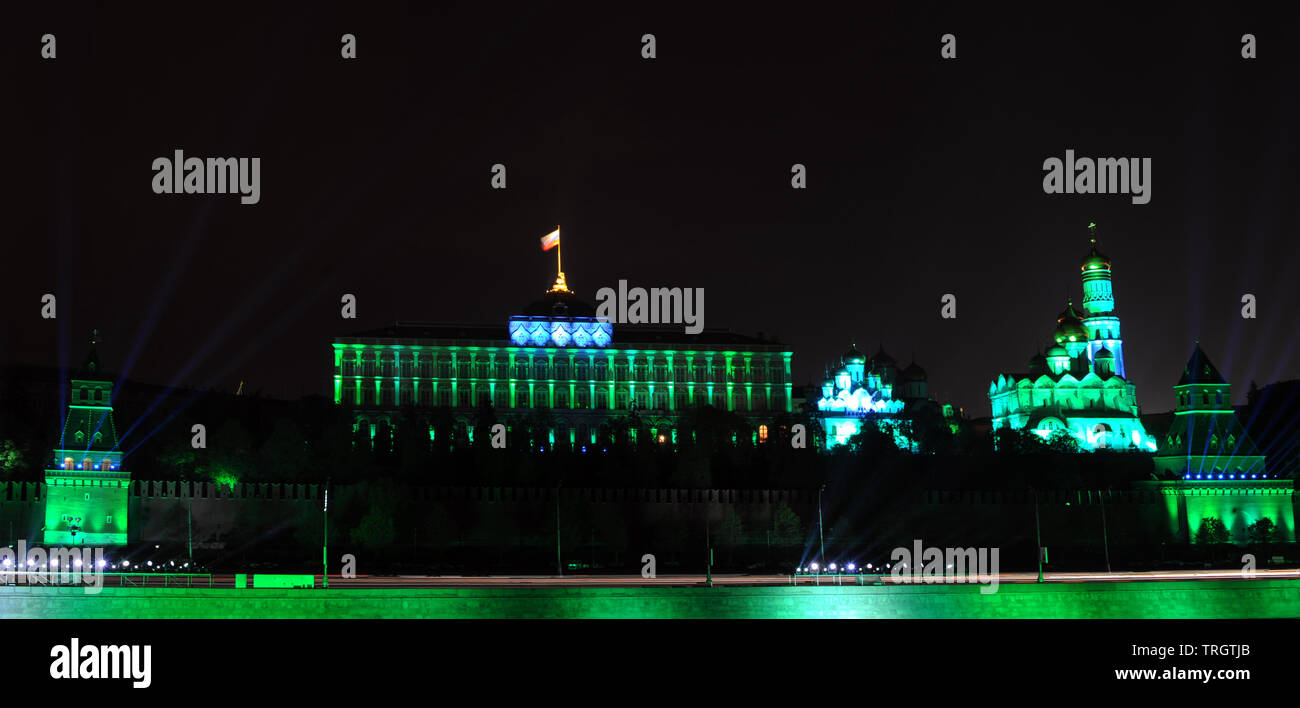 Le Kremlin, la nuit au cours de la 65e parade de la Victoire en Europe (jour de la Victoire) Banque D'Images