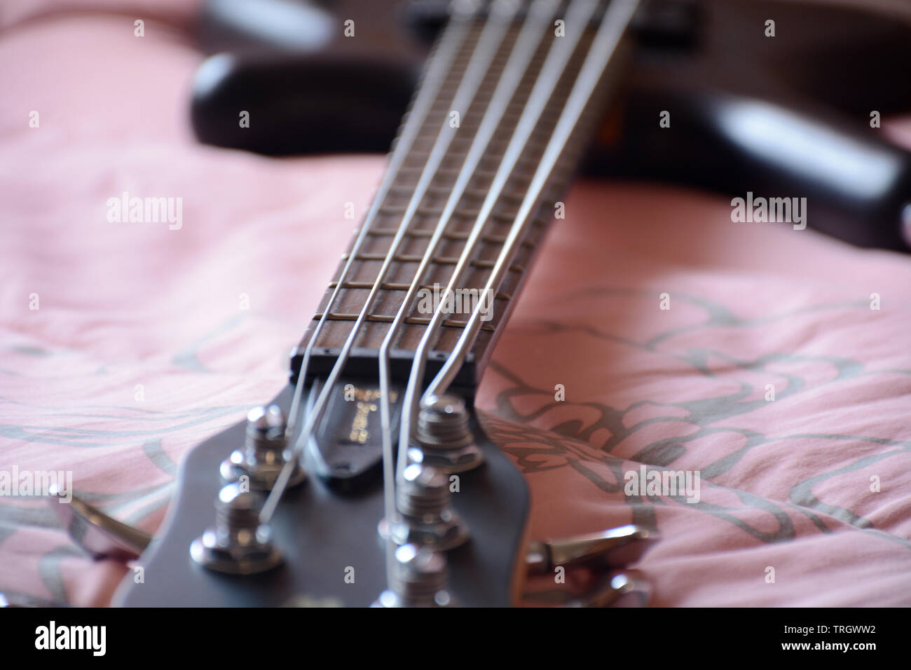 5 Cordes Guitare Basse noir Banque D'Images