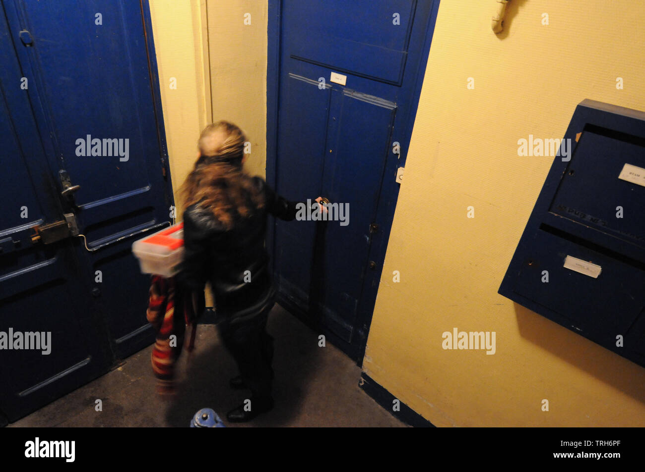 APF (Association des Paralysés) garde de nuit, Lyon, France Banque D'Images