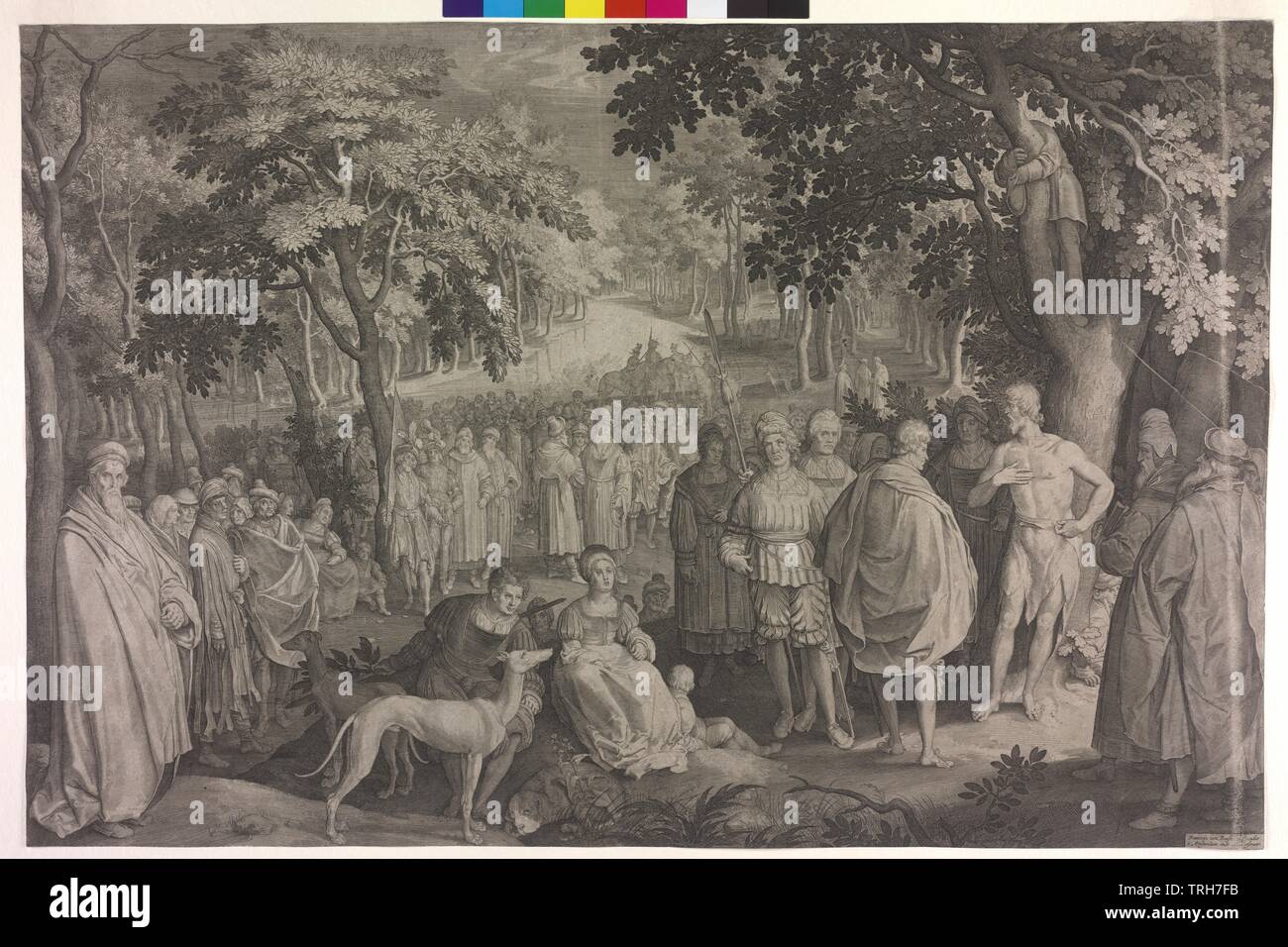 Johannes le Baptiste prêche, eau-forte d'après ses propres projets par Nicola de Bruyn, Additional-Rights Clearance-Info-Not-Available- Banque D'Images