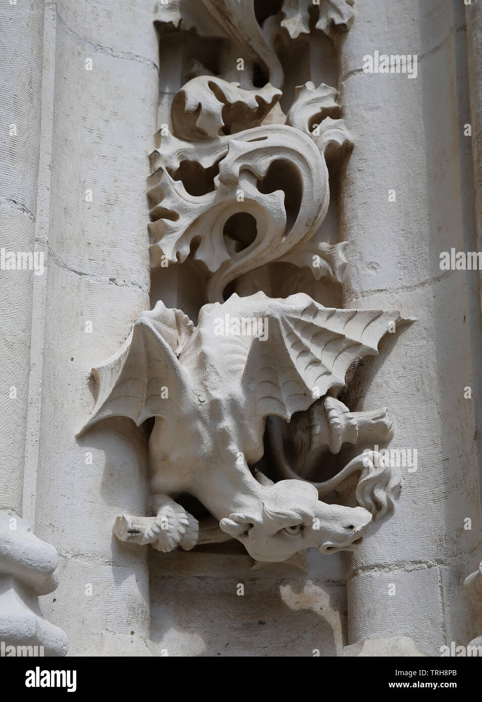 L'Espagne. Séville. Cathédrale. Porte du Prince. 19e siècle. Détail. Dragon. Banque D'Images