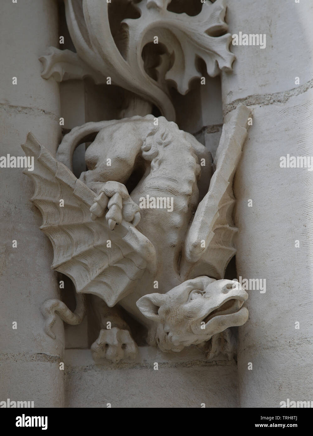 L'Espagne. Séville. Cathédrale. Porte du Prince. 19e siècle. Détail. Dragon. Banque D'Images