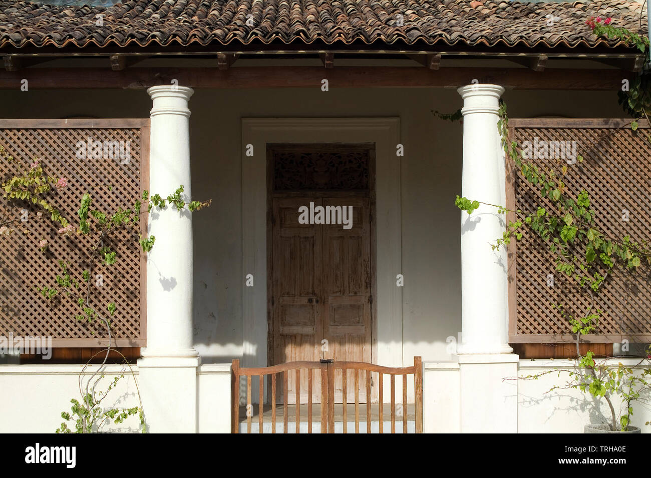 La façade d'une maison coloniale hollandaise dans la ville historique de Galle, au Sri Lanka. Banque D'Images