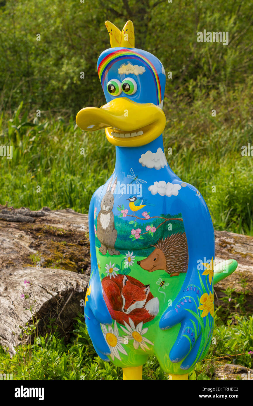 Dusty Duck à Slimbridge, créé par Aardman Animations et conçu par Michaela Strachan - 'Springtime' poussiéreux Banque D'Images