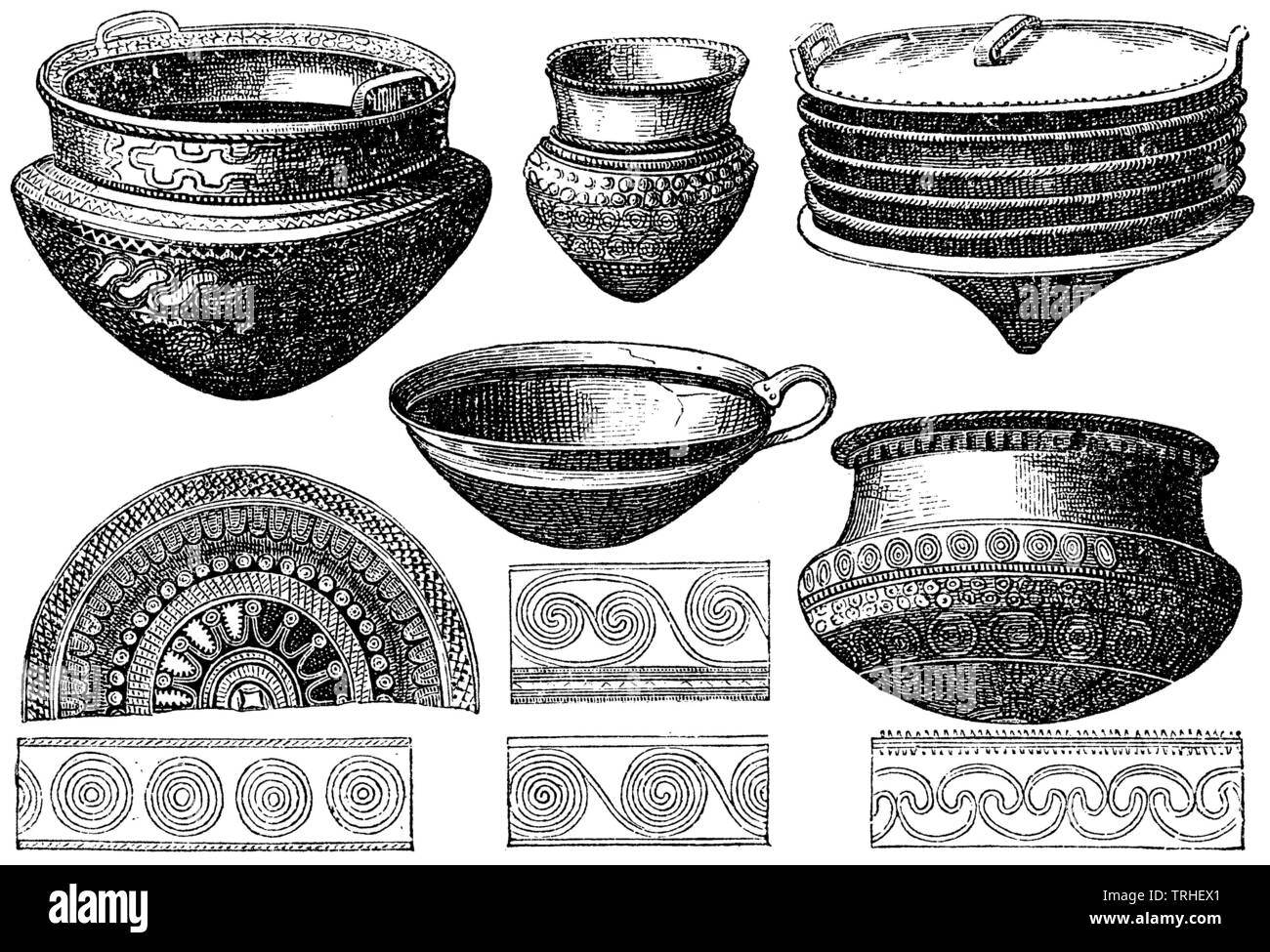 Boules et urnes suspendus en tôle de bronze, , (1874), livre d'anthropologie Banque D'Images