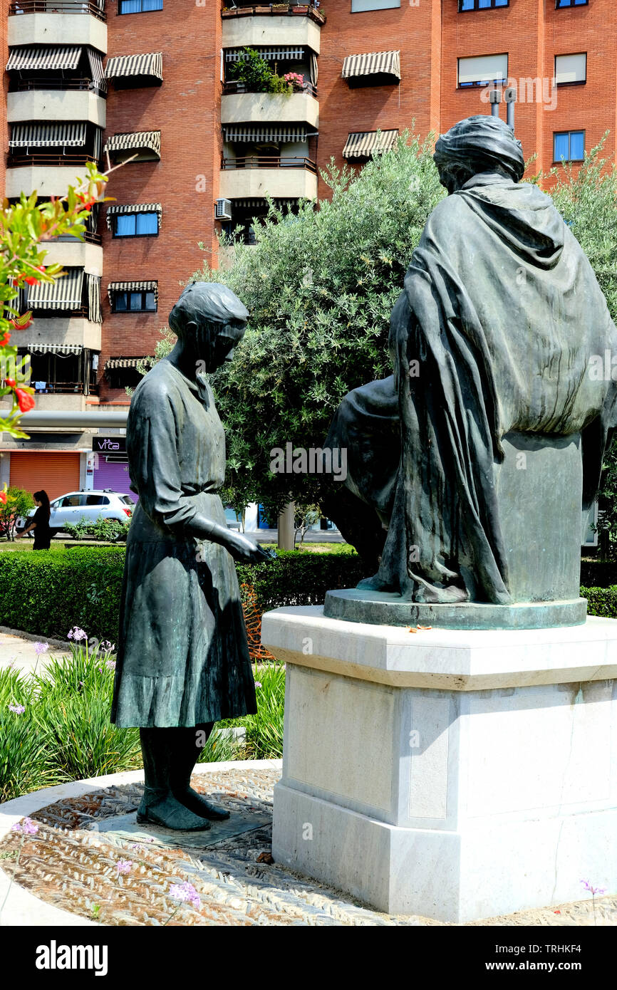 Le Roi Boabdil (Muhammad XII Abu Abd-Allah) monument à Grenade, Espagne ; sculpture en bronze de Juan Moreno Aguado ; un cadeau de la ville de Boabdil. Banque D'Images