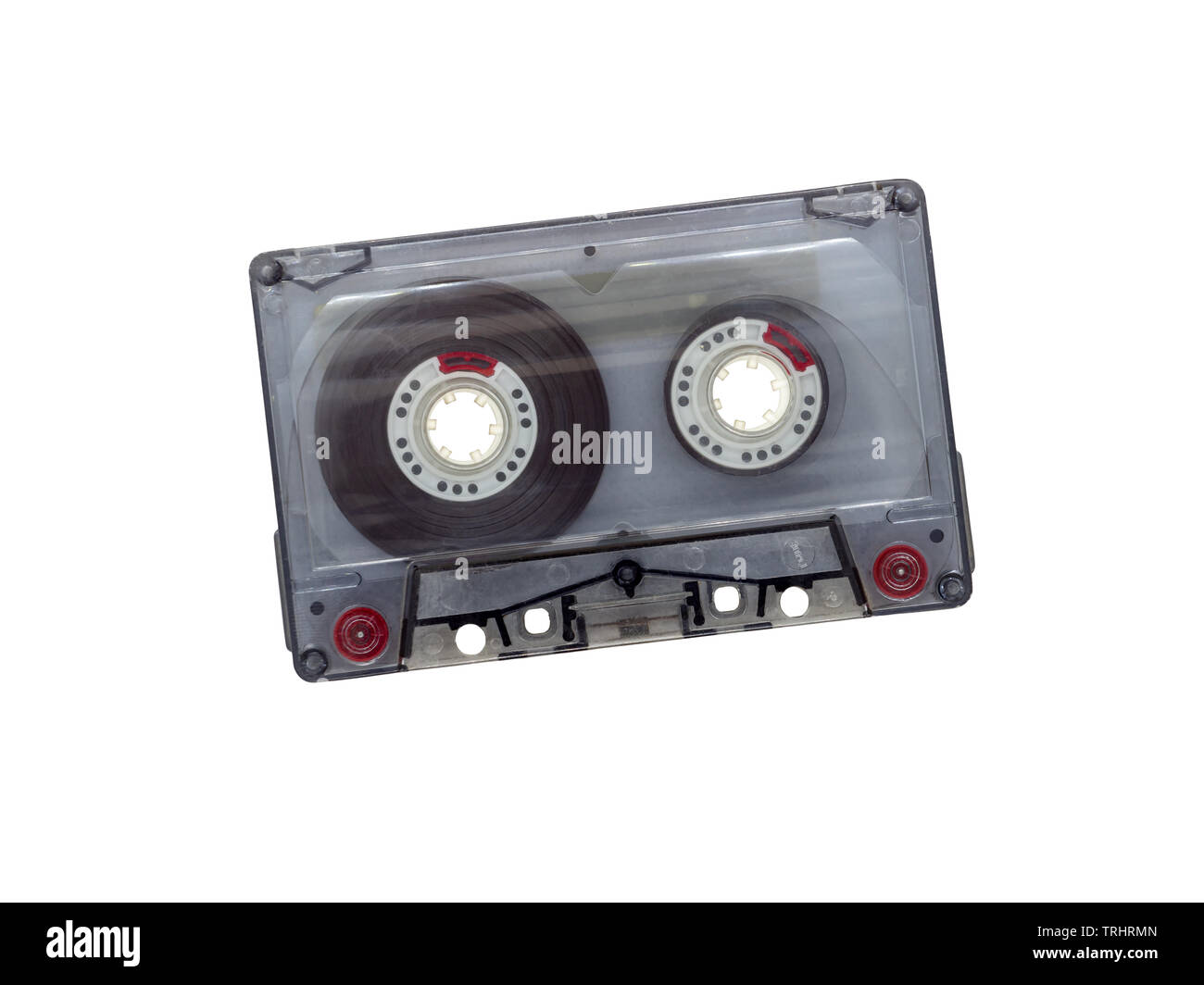 Cassette transparente (Compact, cassette audio, cassette compacte Musicassette (MC)) sur fond blanc Banque D'Images