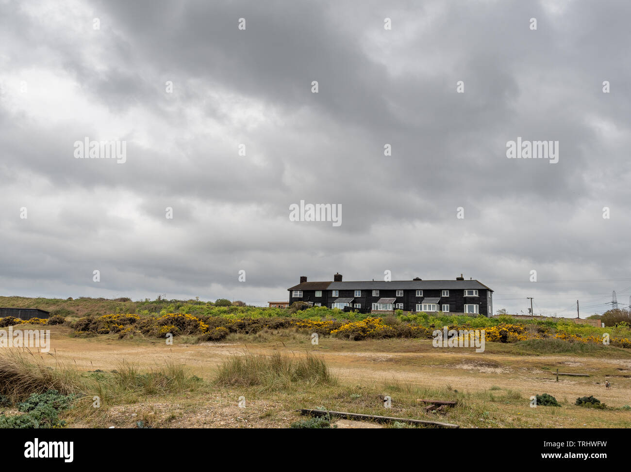 Cottages at Sizewell beach Banque D'Images