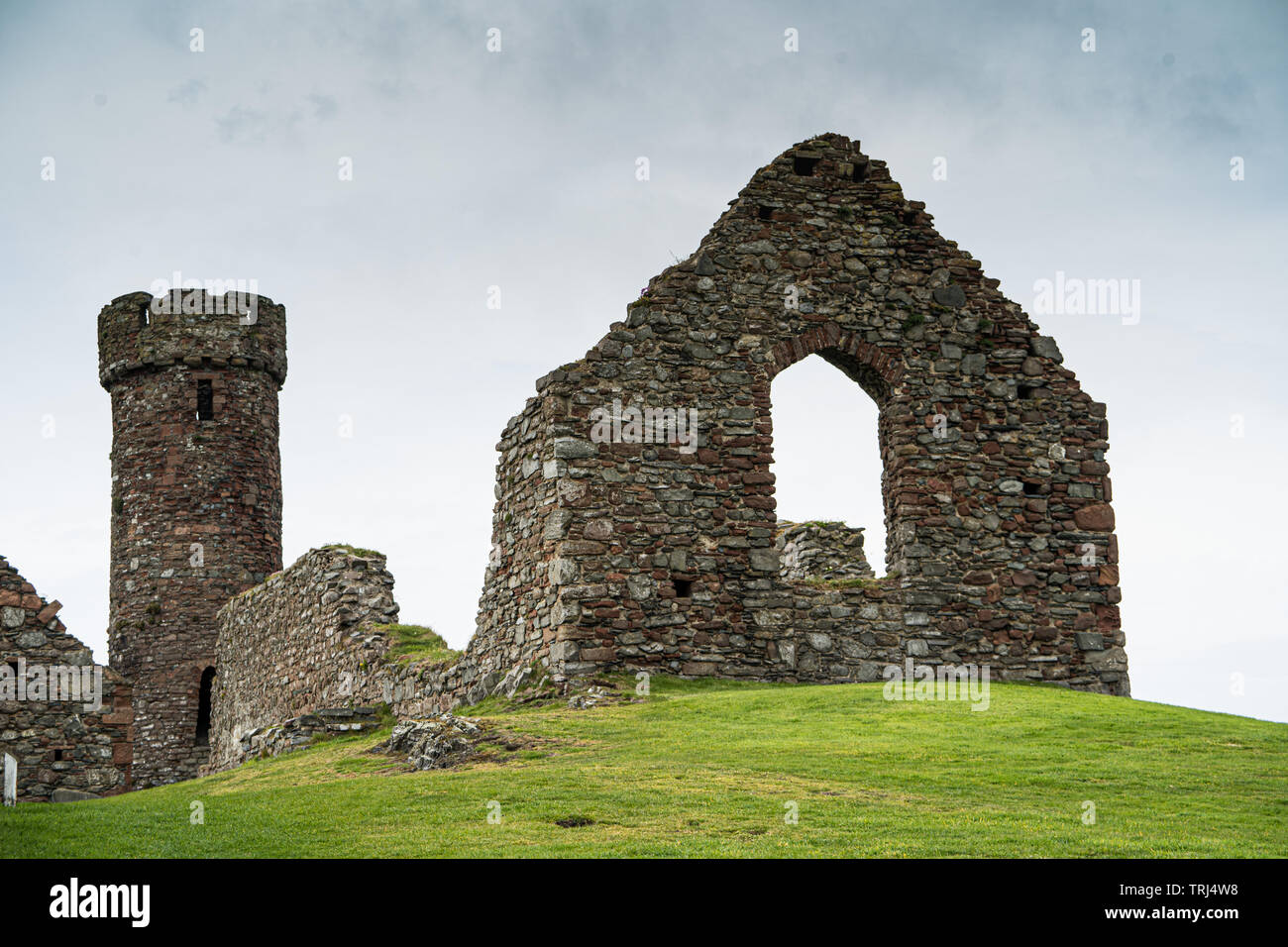 Tour Ronde et monastère, Château de Peel, Isle of Man, Royaume-Uni Banque D'Images