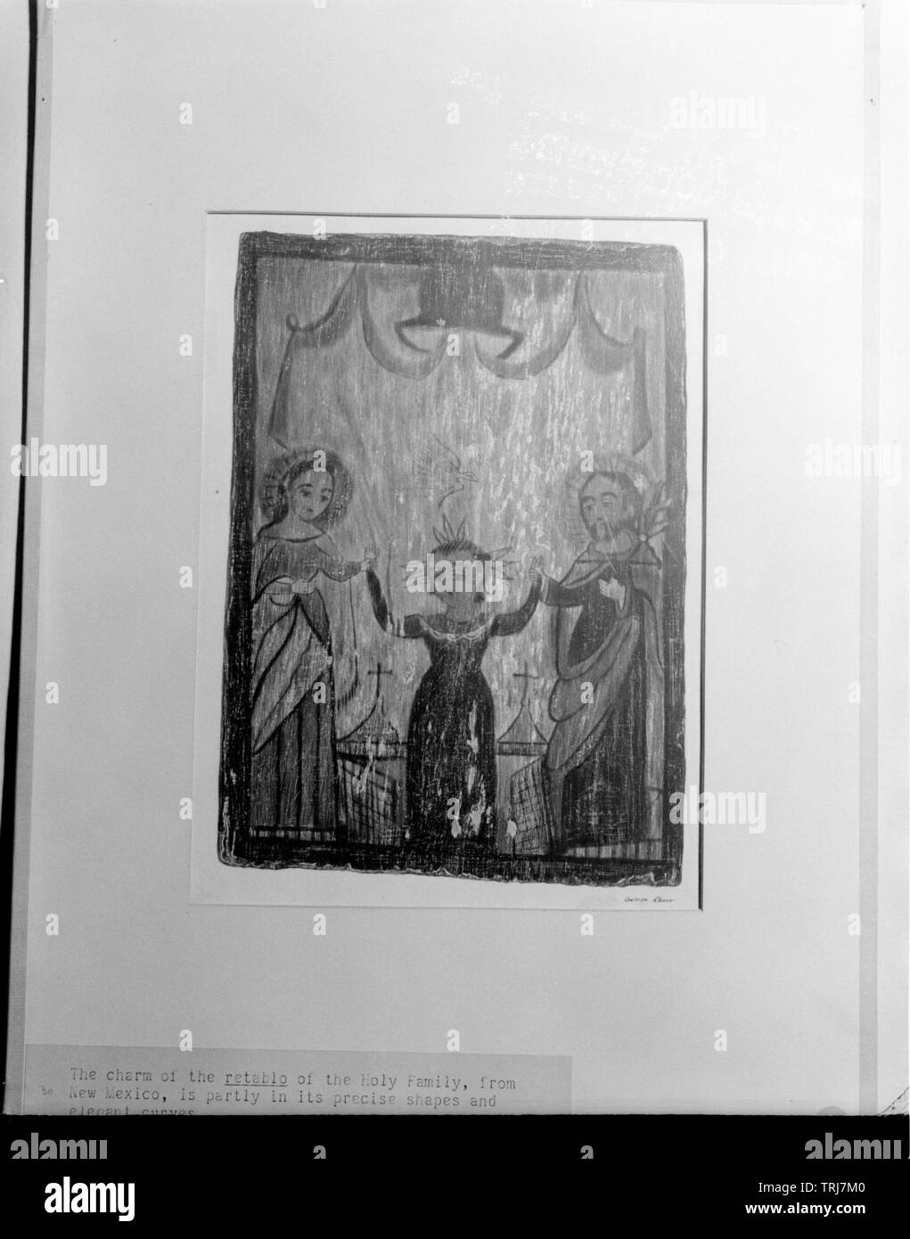 Sainte Famille, peinture sur des tablettes dans le Nouveau Mexique. Jésus debout entre Marie et Joseph, Additional-Rights Clearance-Info-Not-Available- Banque D'Images