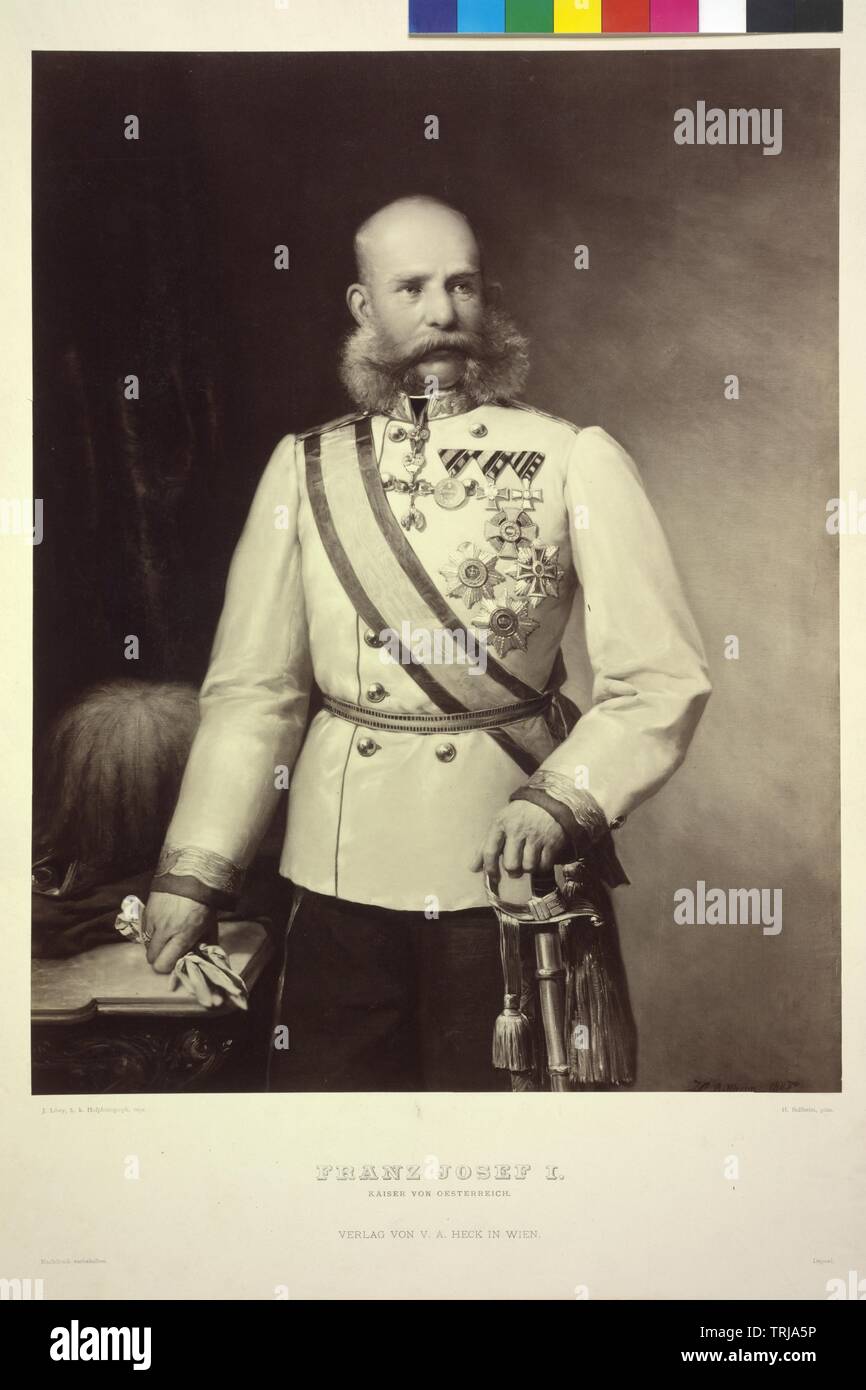 François-Joseph, Empereur d'Autriche, photo en uniforme. photographie d'art basé sur la peinture par H. Ballheim, Additional-Rights Clearance-Info-Not-Available- Banque D'Images