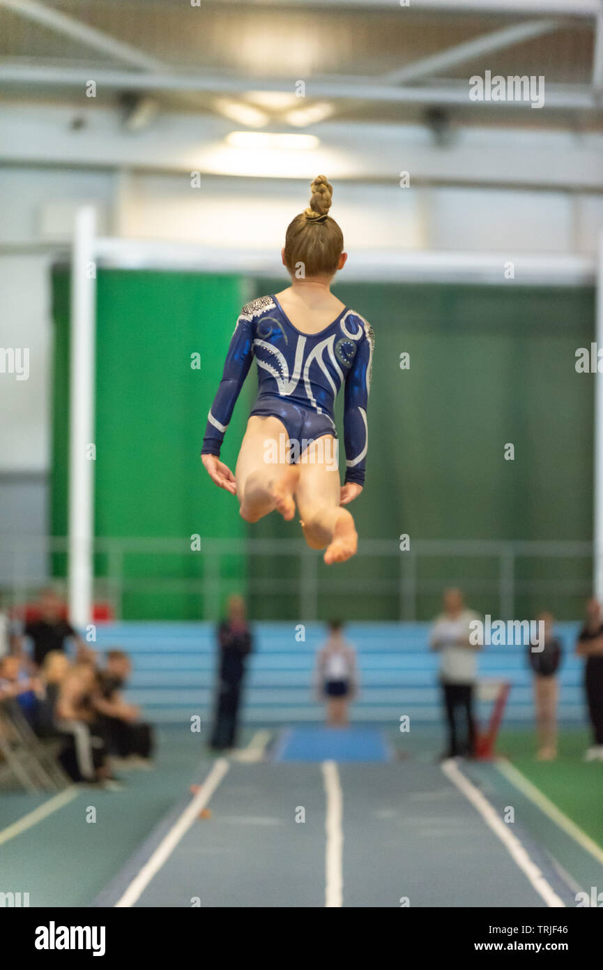 Sheffield, Angleterre, Royaume-Uni. 1er juin 2019. Sophie Campbell de Sapphire Gymnastics Club en action au cours de séries 2 à l'English Institute of Sport, Sheffield, Royaume-Uni. Banque D'Images