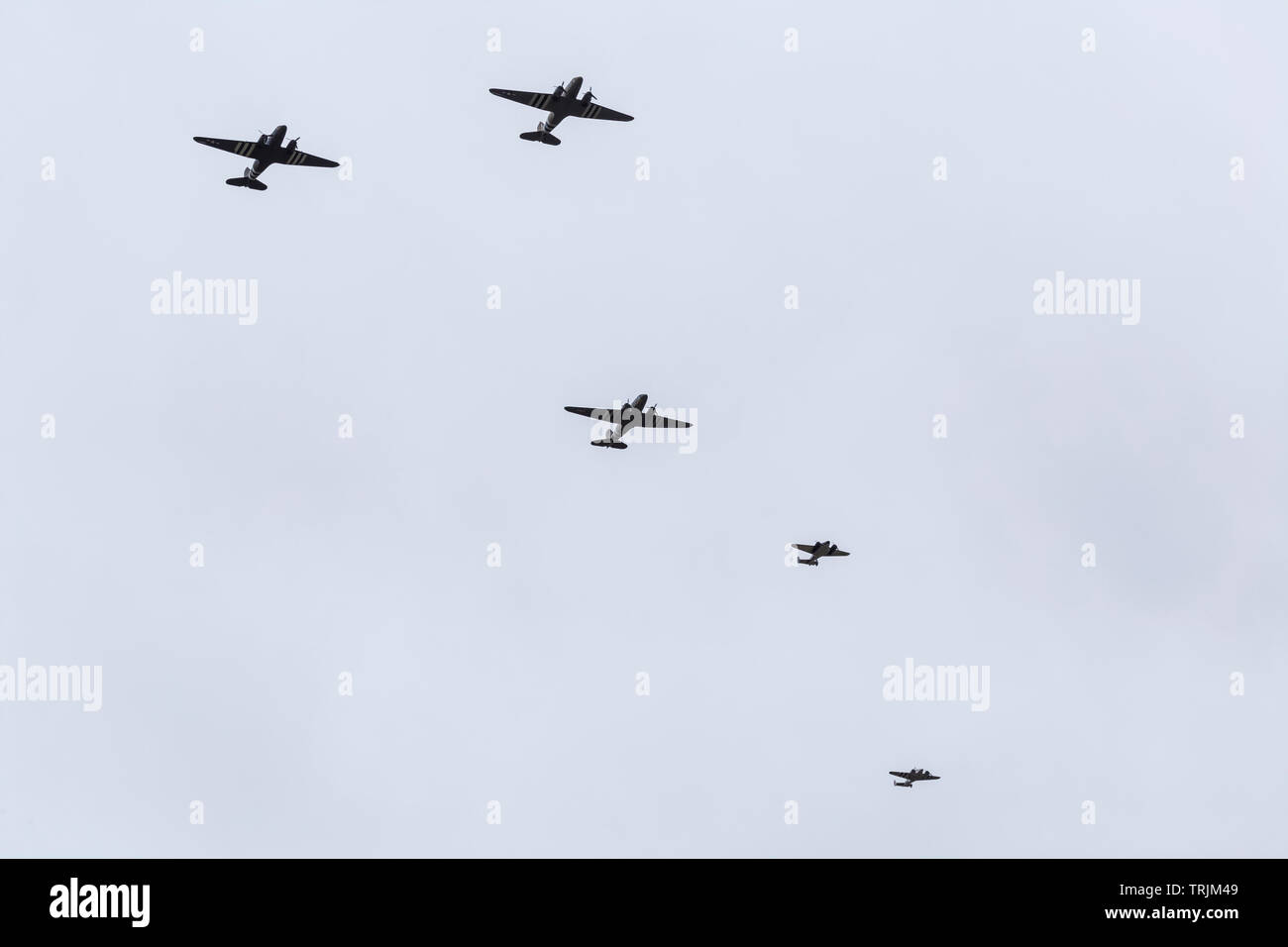 Formation de Cap du Dakota à l'aéroport de Southend Frais généraux de Normandie dans le cadre de 75 ans D-Day anniversaire Banque D'Images