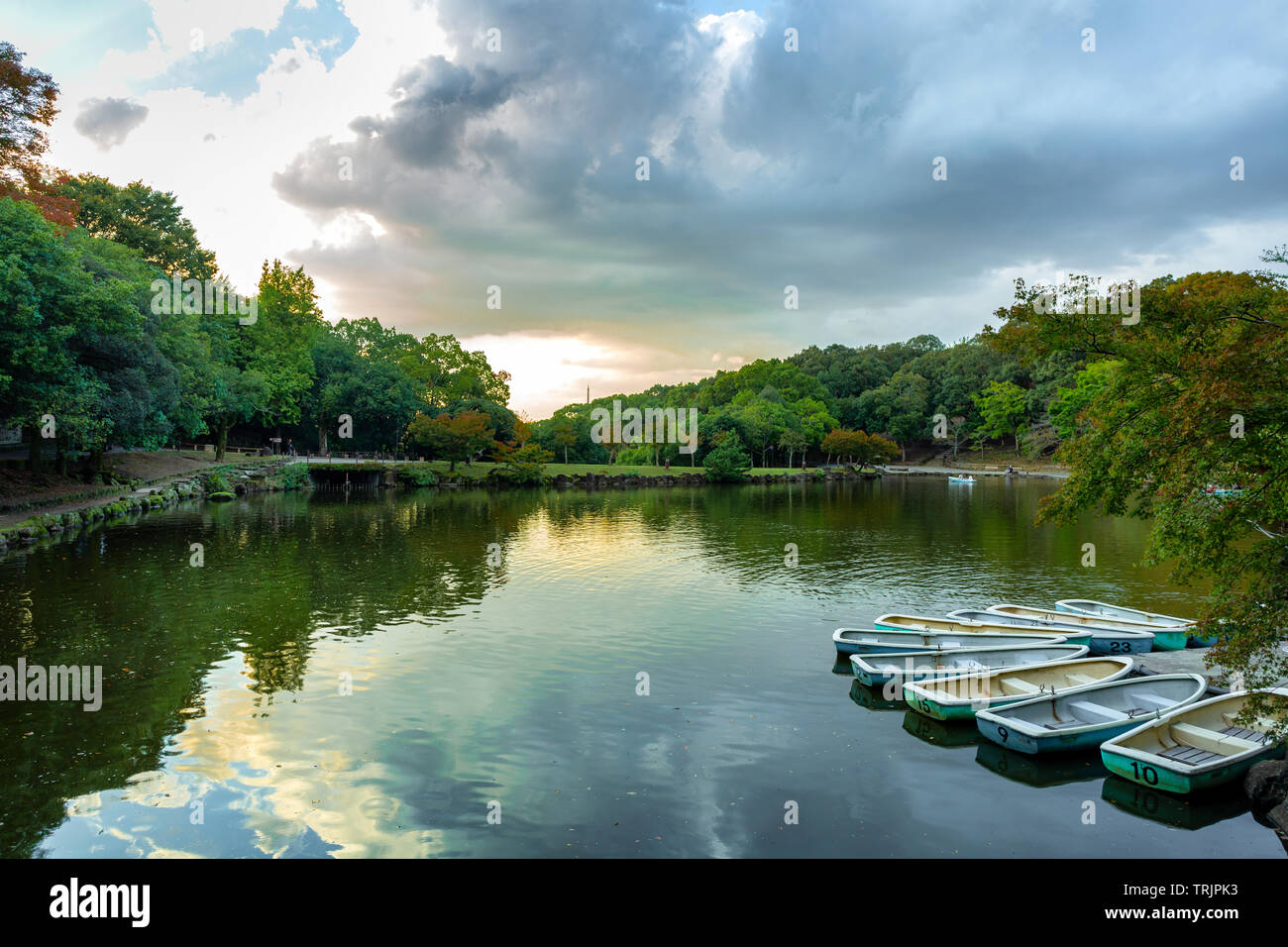 beau coucher de soleil dans le lac du japon Banque D'Images