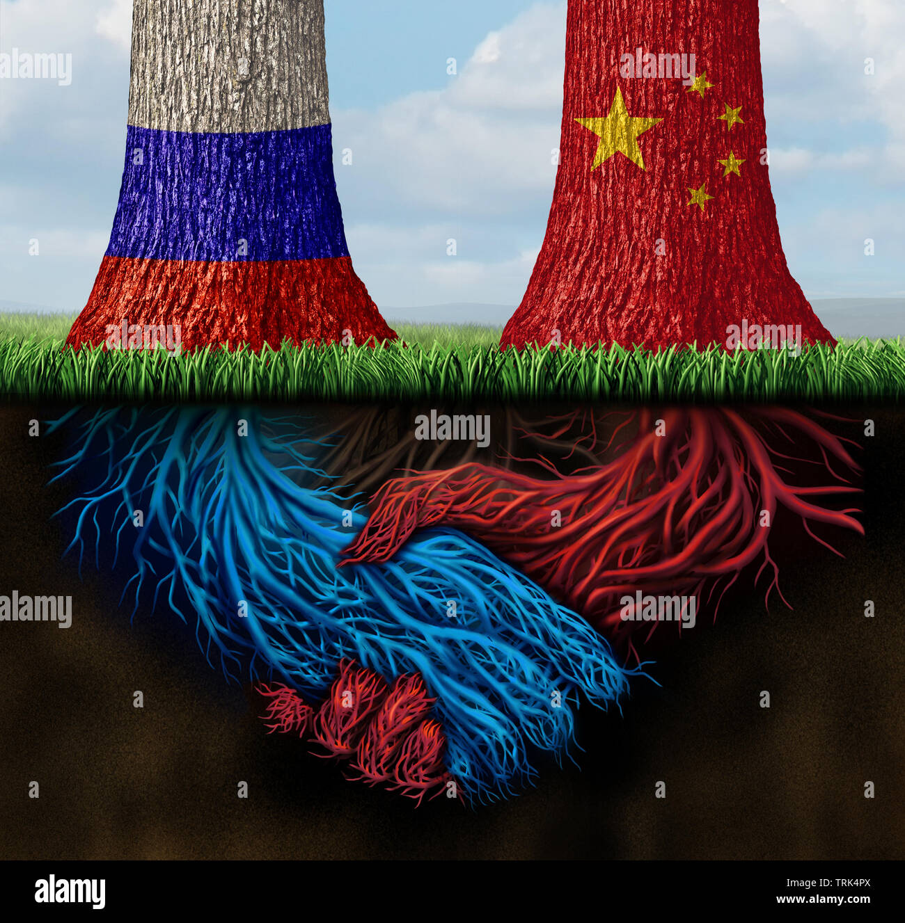 La Russie, la Chine et Russie ou chinois la négociation comme un traité économique et financière mondiale sur les exportations et importations de la solution. Banque D'Images