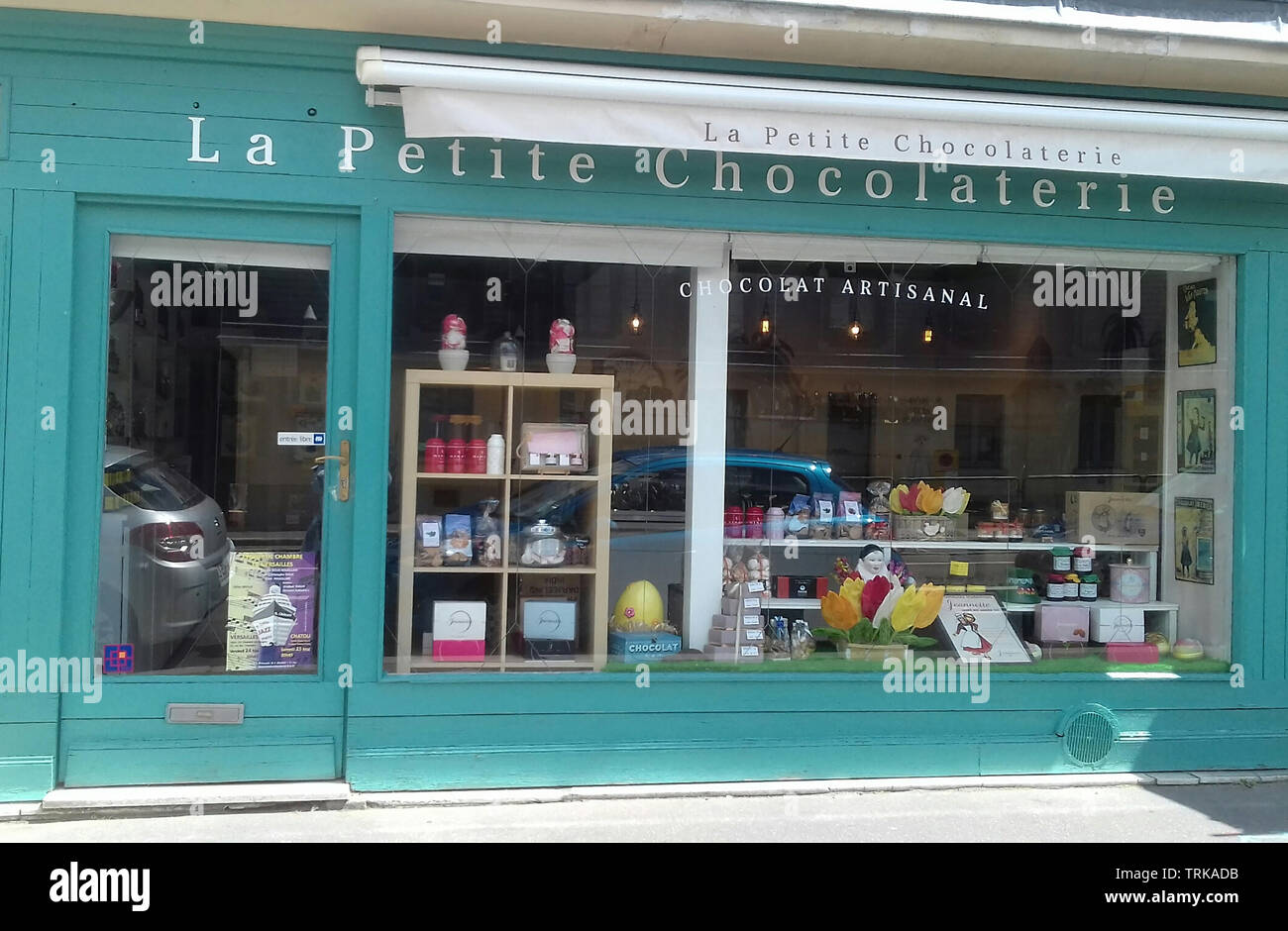 La petite boutique de la chocolaterie artisanale, fabrique de chocolat, Carrés Saint-Louis, Versailles, Yvelines, Ile-de-France, France Banque D'Images