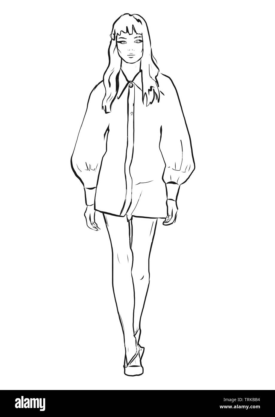 L'illustration de mode. Jolie fille. Banque D'Images