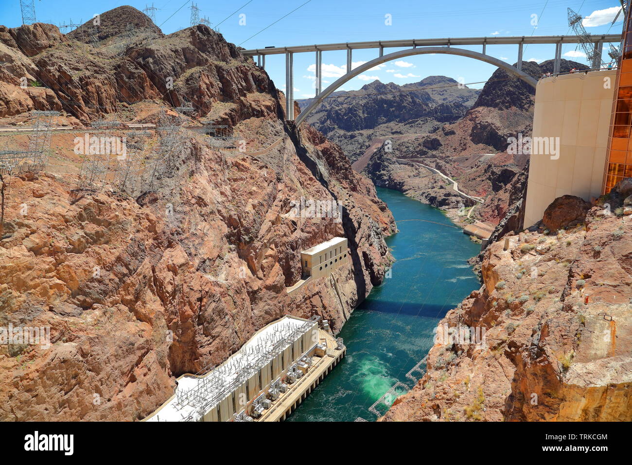 La rivière Colorado au-dessous du barrage Hoover, Boulder City, Nevada, USA Banque D'Images