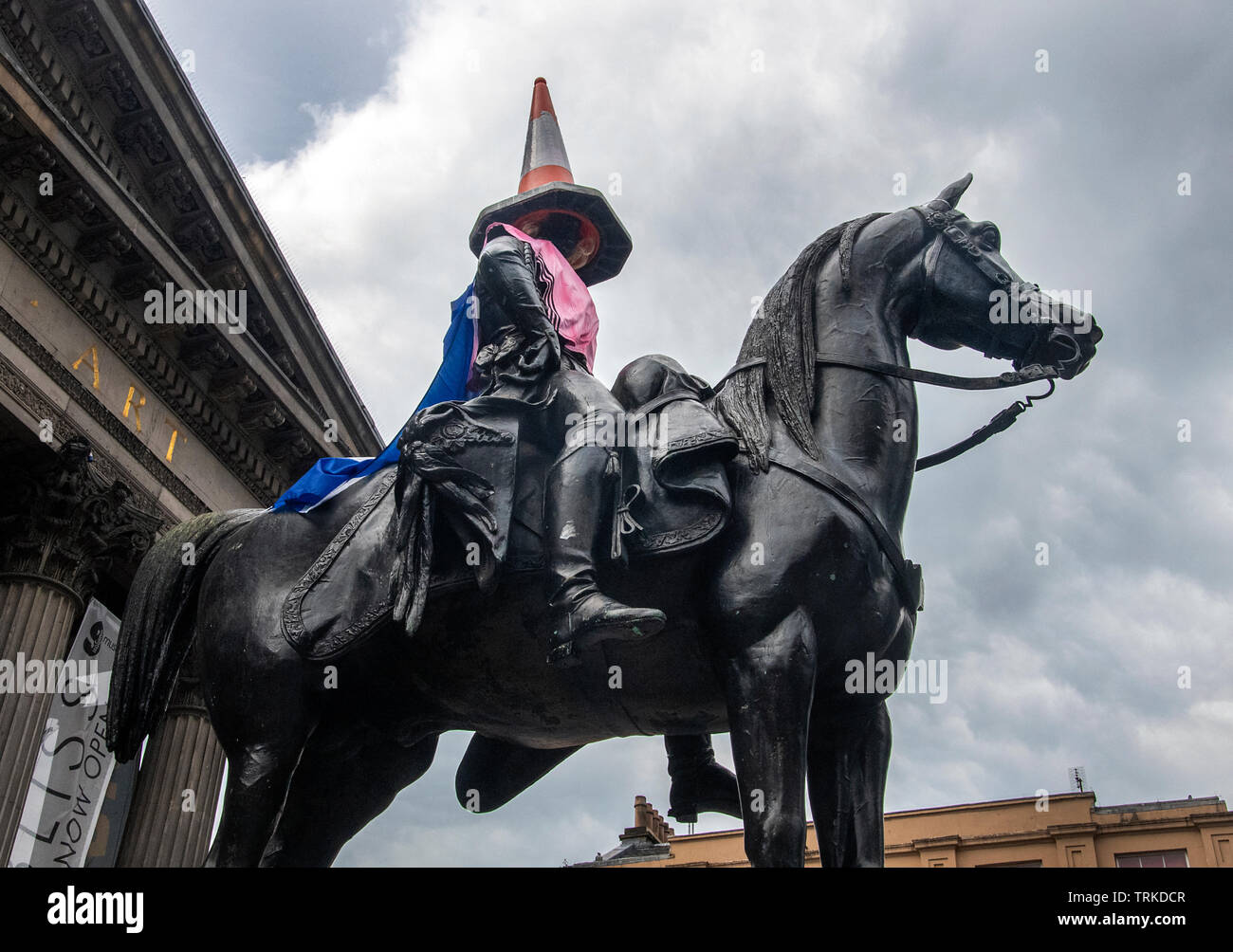 Glasgow, Ecosse, Royaume-Uni. 7 juin 2019 : le duc de Wellington statue soutenir l'équipe nationale féminine d'Écosse pour la Coupe du Monde en France. Banque D'Images