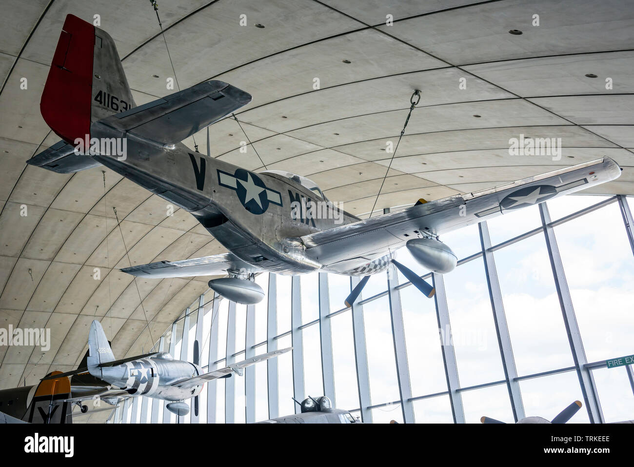 North American Aviation P51 Mustang la Deuxième Guerre mondiale avion de chasse à l'Imperial War Museum, Duxford, España Banque D'Images