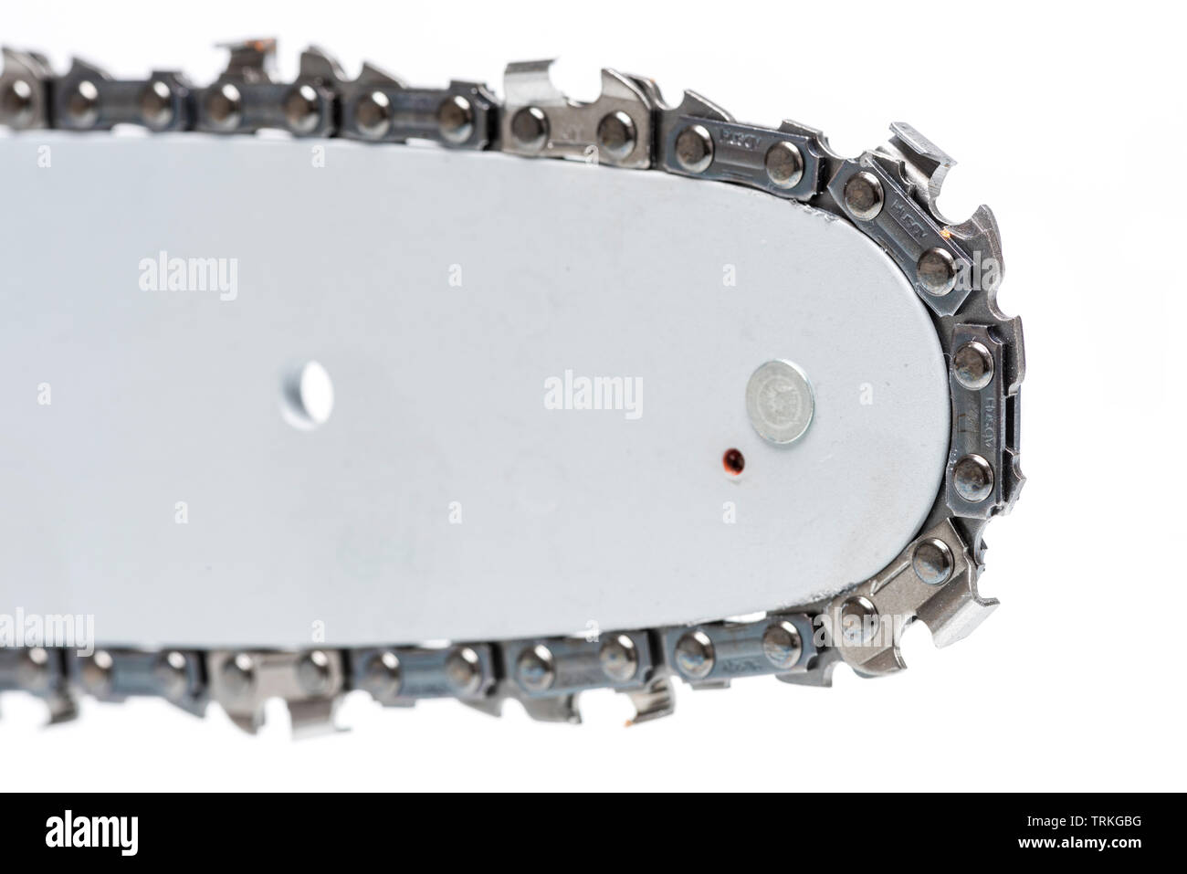 Gros plan de la chaîne de tronçonneuse Banque D'Images