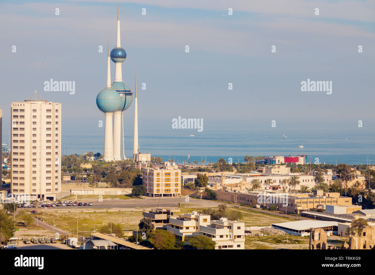 Kuwait Towers à Koweït City. La ville de Koweït, Koweït. Banque D'Images
