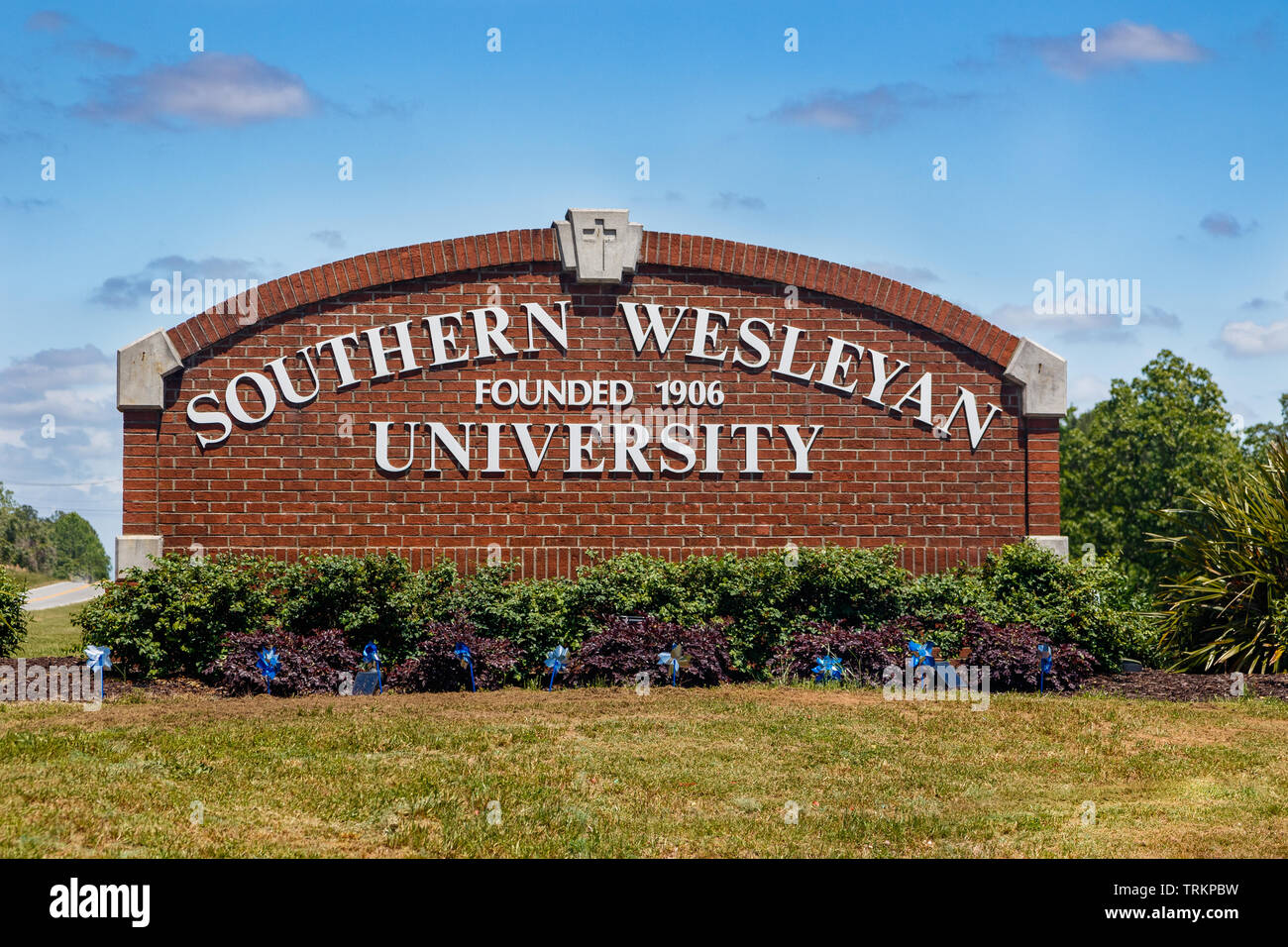CENTRAL, SC, USA - Mai 2 : Panneau d'entrée le 2 mai 2019 à Southern Wesleyan University dans le centre, en Caroline du Sud. Banque D'Images