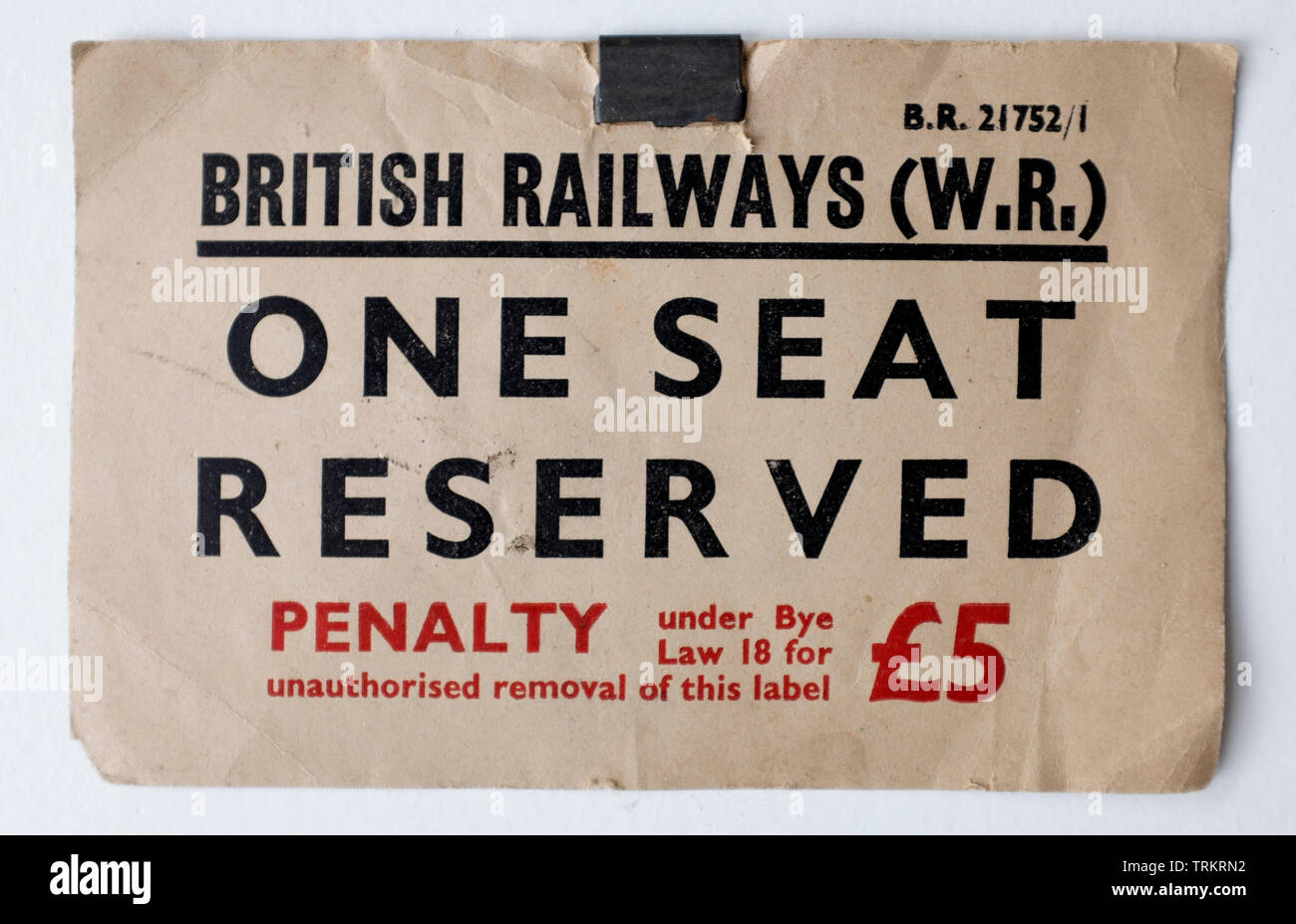 Vintage British Rail ticket de réservation de sièges Banque D'Images