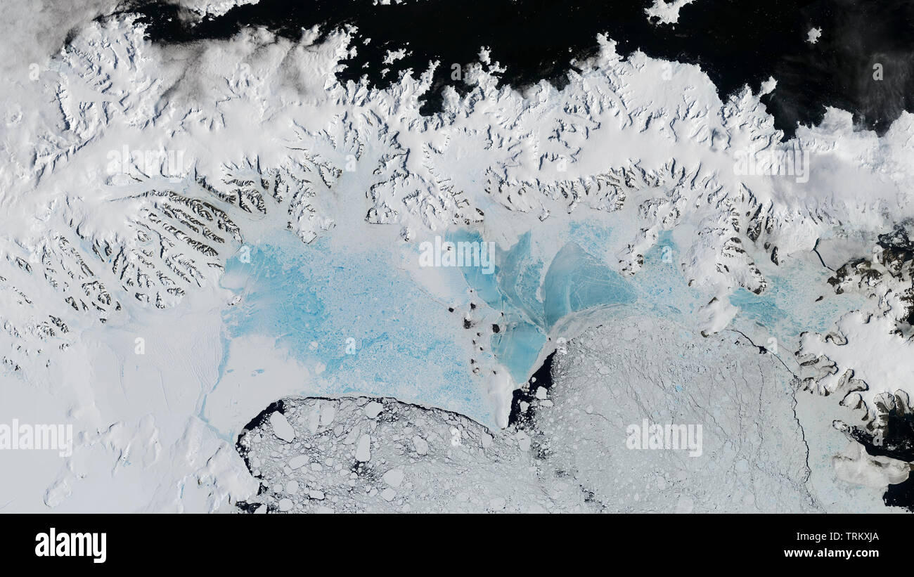 Vue aérienne de la barrière de glace de Larsen, de l'Antarctique Banque D'Images