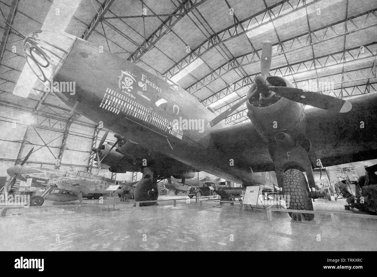 Un Handley Page Halifax MK III bomber à Yorkshire Air Museum, qui a été reconstruit Banque D'Images