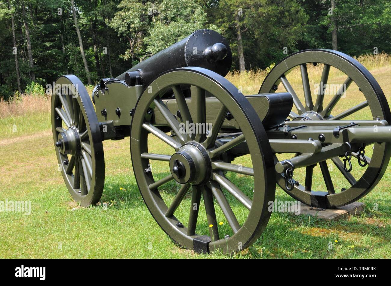 Cannon et limber à Gen. Grant's ligne de défense à la bataille de Shiloh dans le Tennessee. Banque D'Images