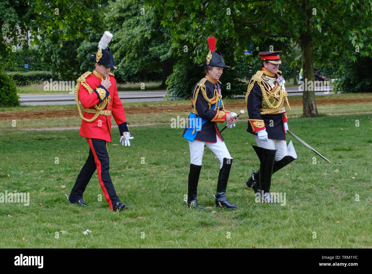 Londres, Angleterre - le 8 juin 2019 : Son Altesse Royale la Princesse Royale, le Colonel du Blues et Royals marche dans le Hyde Park ainsi que des élections Banque D'Images