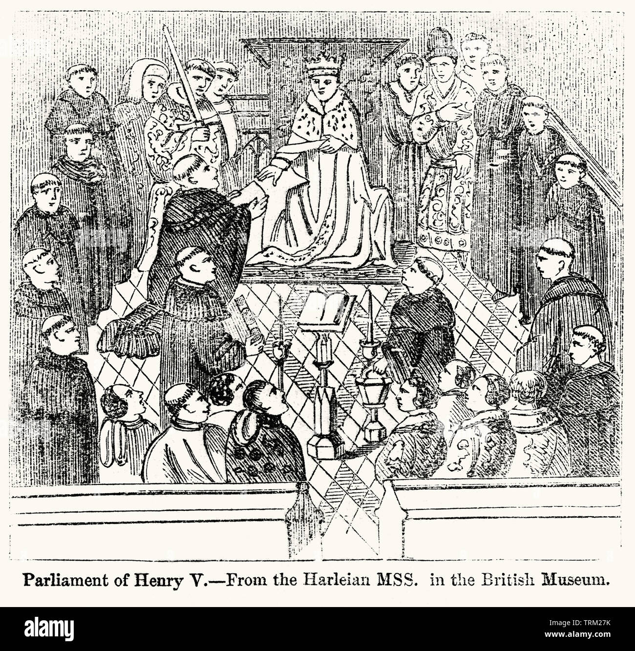 Le parlement d'Henry V, à partir de l'Harleian MSS dans le British Museum, Illustration de John Cassell's Illustrated History of England, Vol. I à partir de la première période du règne de Édouard le quatrième, Cassell, Petter et Galpin, 1857 Banque D'Images