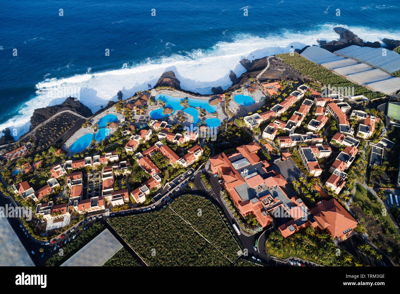 L'Europe, Espagne, Canaries, La Palma, site de la biosphère de l'Unesco,  vue aérienne de l'hôtel Teneguia Princess Photo Stock - Alamy