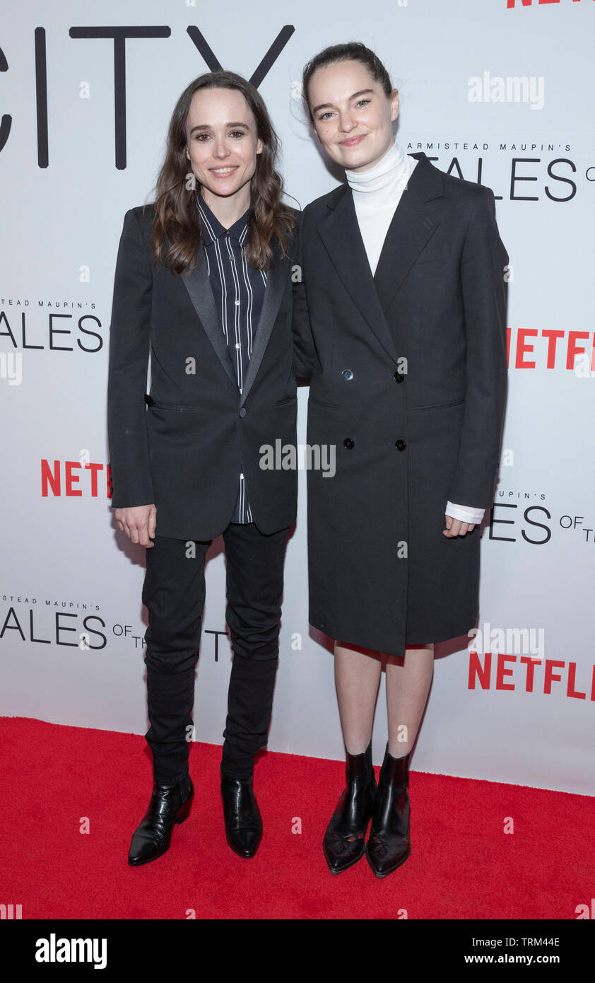 New York, NY - 4 juin 2019 : Ellen page (Elliot page) et Emma Portner assistent à la première de Tales of the City à New York au Metrograph Banque D'Images