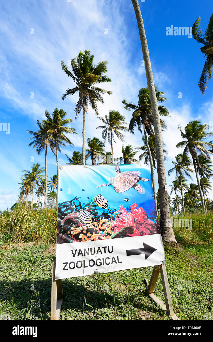 Signer pour Vanuatu de zoologie, le Reef Rehabilitation Centre, Port Vila, l'île d'Efate, Vanuatu, Mélanésie Banque D'Images