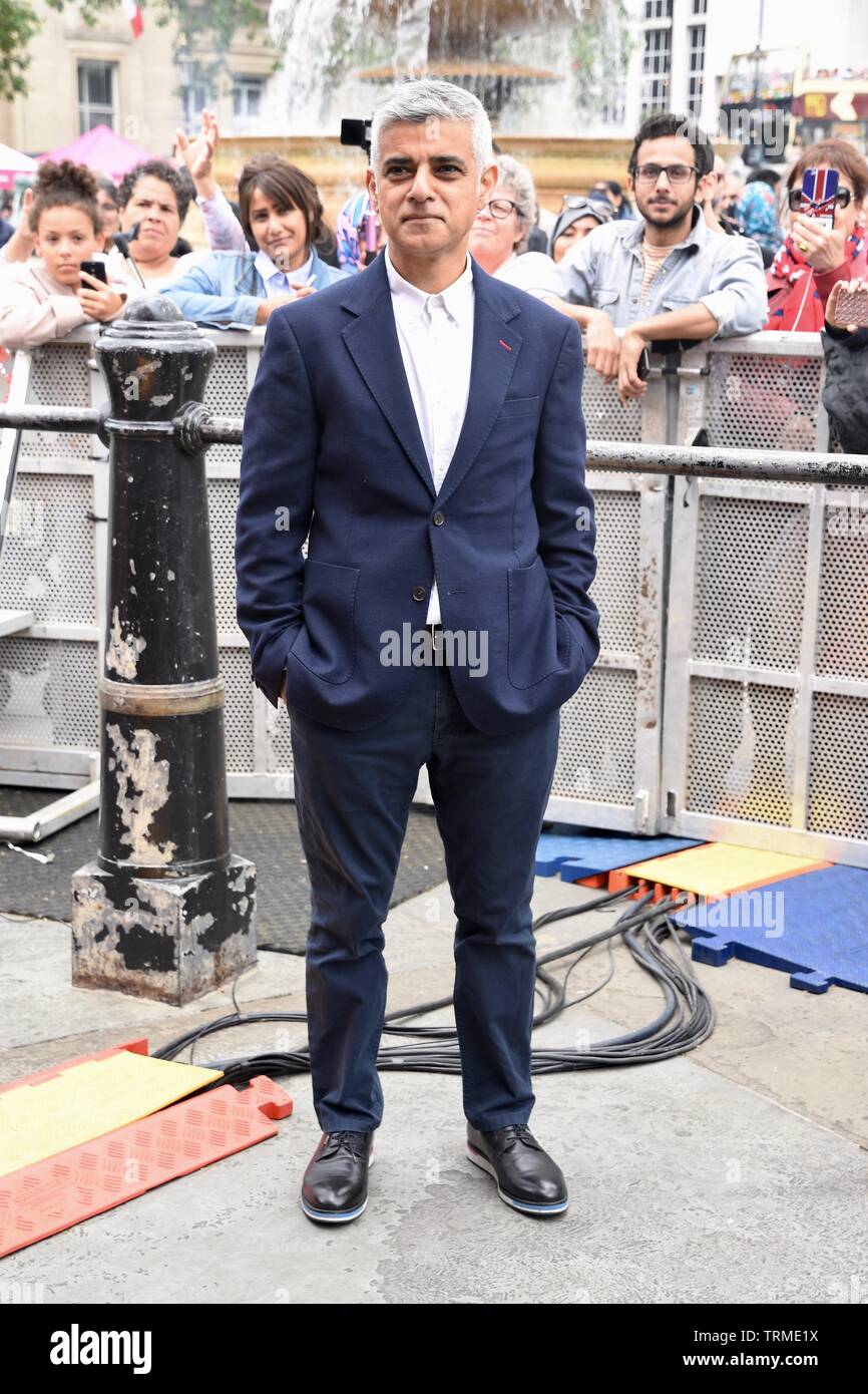 Sadiq Khan, Maire de Londres, festival Eid célébrations, Trafalgar Square, Londres Banque D'Images