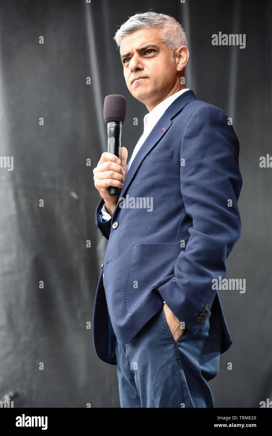 Sadiq Khan, Maire de Londres, festival Eid célébrations, Trafalgar Square, Londres Banque D'Images