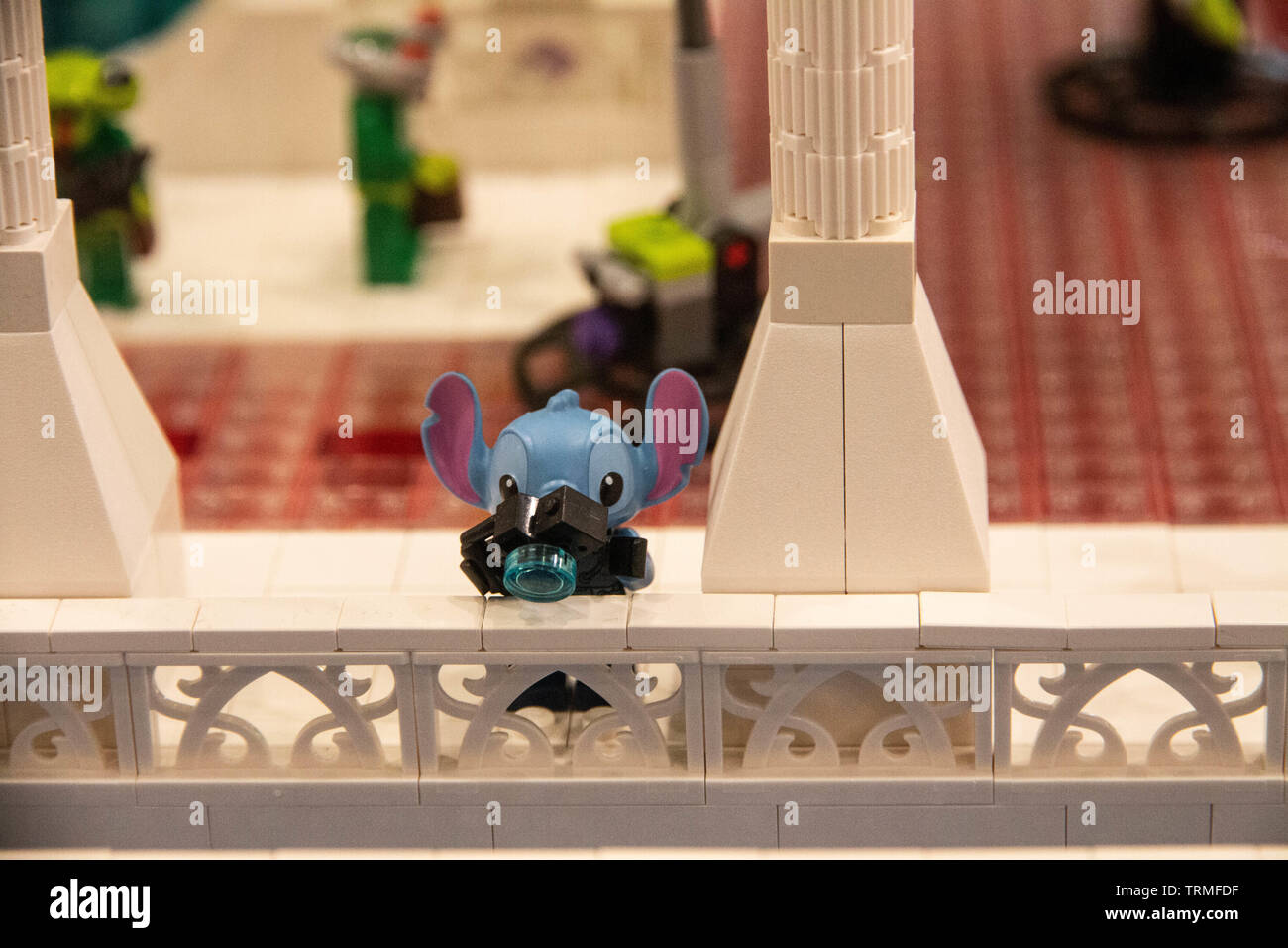 Stitch monde. Exposition LEGO 2019, Budapest, Hongrie. Banque D'Images