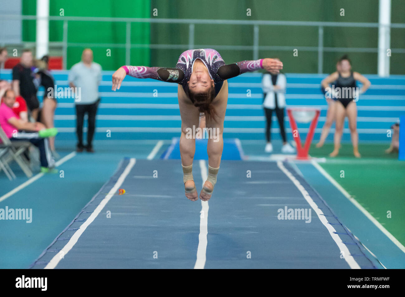 Sheffield, Angleterre, Royaume-Uni. 2 juin 2019. Amy Campbell de la révolution Gymnastics Club en action au cours de séries 2 à l'English Institute of Sport, Sheffield, Royaume-Uni. Banque D'Images