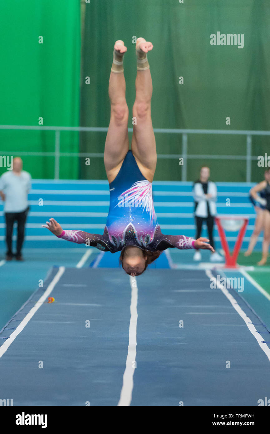 Sheffield, Angleterre, Royaume-Uni. 2 juin 2019. Amy Campbell de la révolution Gymnastics Club en action au cours de séries 2 à l'English Institute of Sport, Sheffield, Royaume-Uni. Banque D'Images