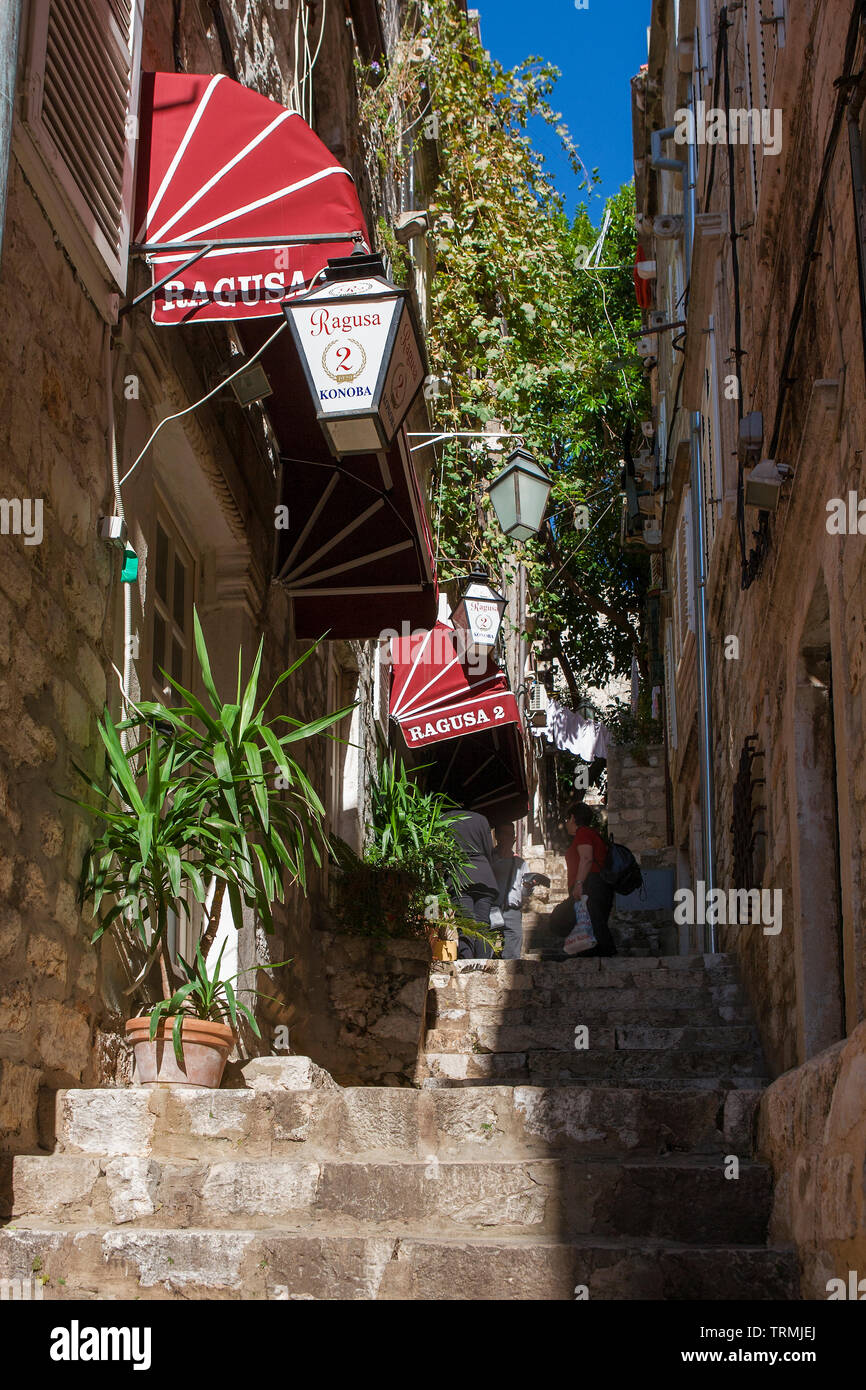 Dropčeva ulica, une voie dans la vieille ville (Stari Grad), Dubrovnik, Croatie Banque D'Images