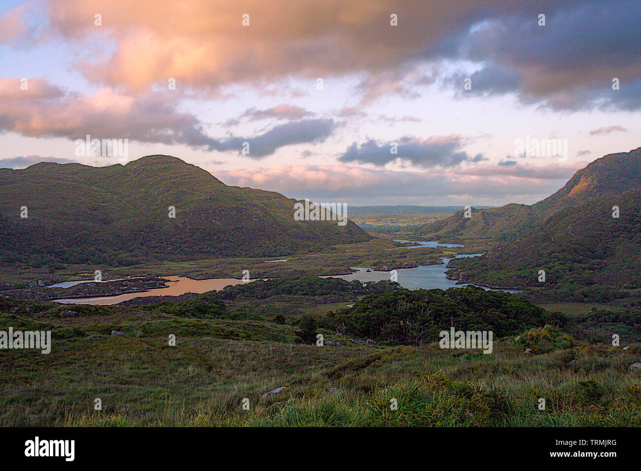 Paysage pittoresque du parc national de Killarney à partir de la ladies view, l'Anneau du Kerry, Irlande Banque D'Images