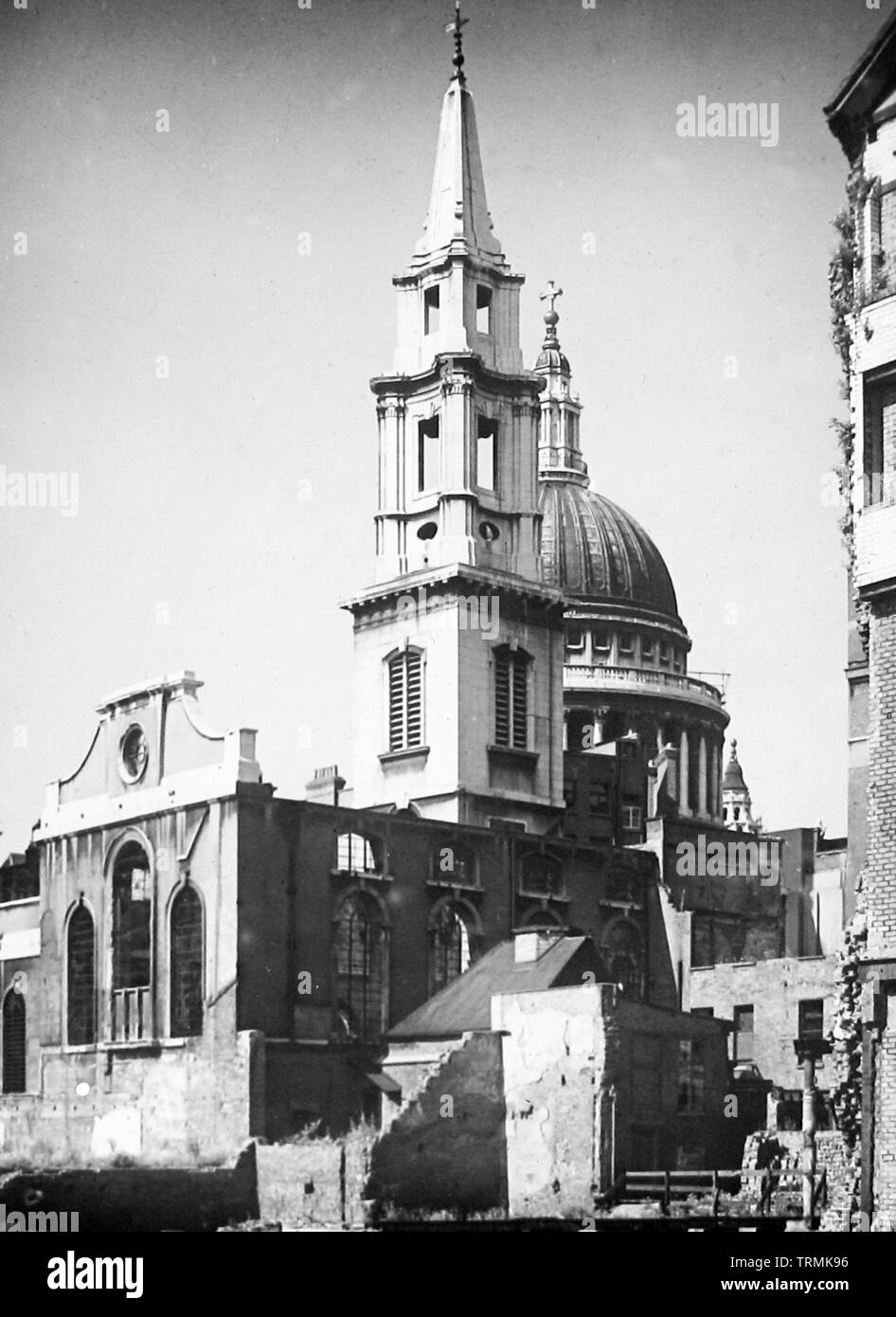 Dommages causés par les bombes, église St Vedast, Foster Lane, Londres, juillet 1946 Banque D'Images