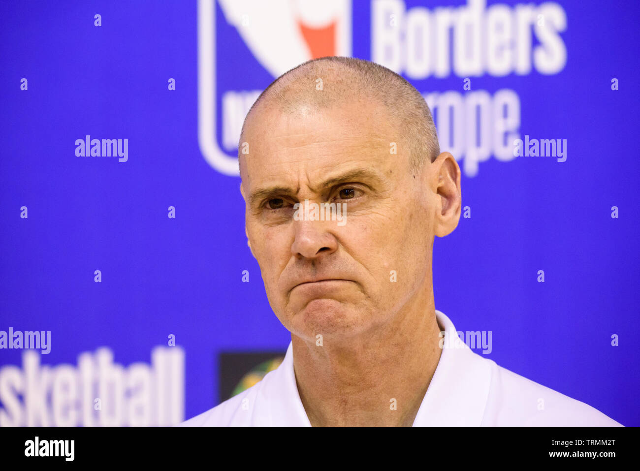 RIGA, Lettonie. 9 juin, 2019. Rick Carlisle, (nom complet Richard Preston Carlisle), entraîneur-chef des Mavericks de Dallas, au cours de la NBA et la FIBA Basketball camp Sans Frontières (BWB) ouverture de l'Europe. Credit : Gints Ivuskans/Alamy Live News Banque D'Images