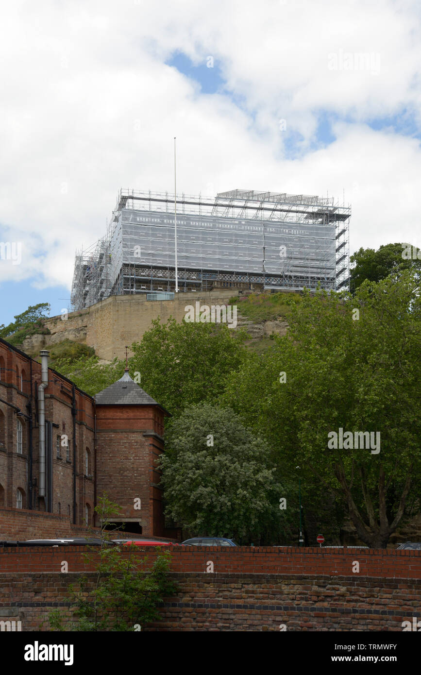 Rénovation du château de Nottingham vu du côté sud. Banque D'Images