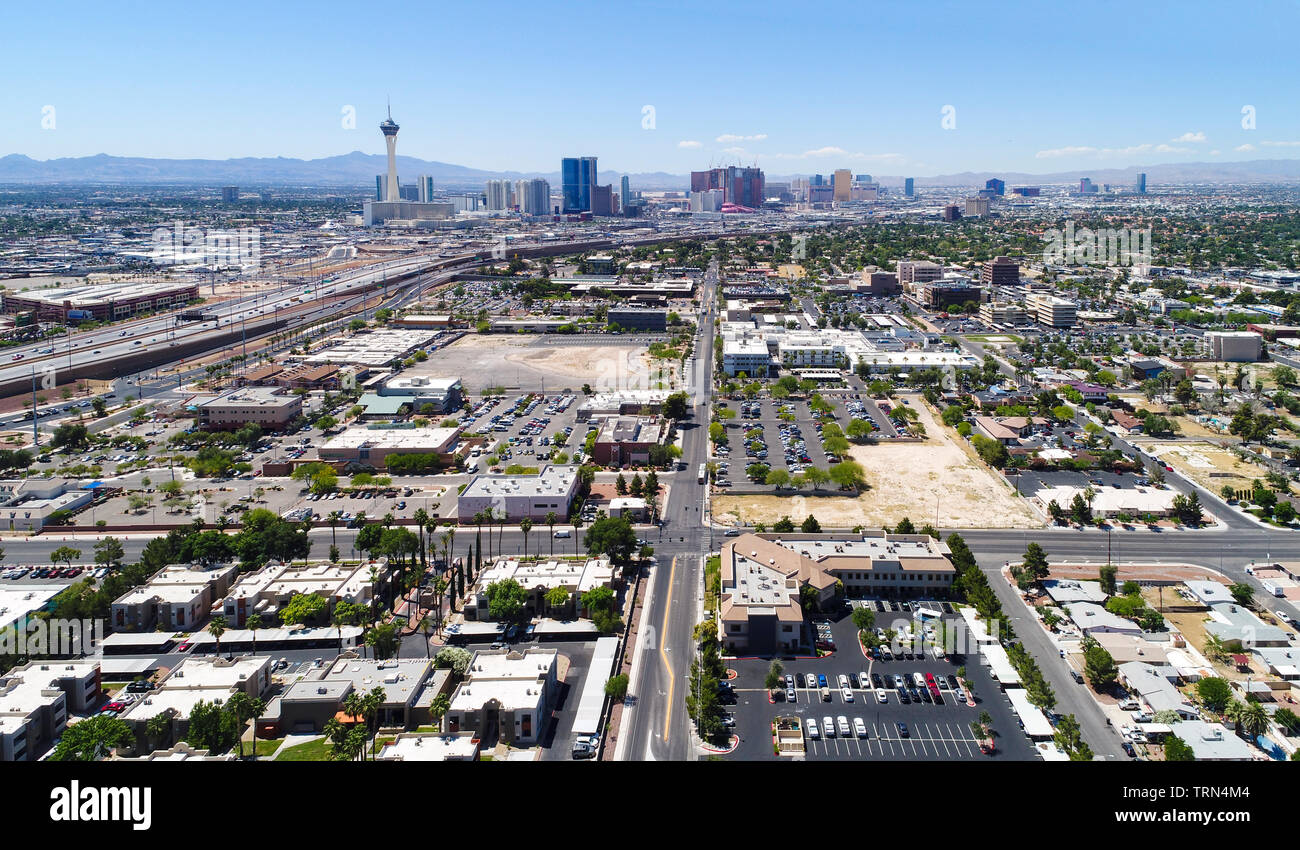 Las Vegas commerciale vue aérienne avec la bande, en arrière-plan. Banque D'Images