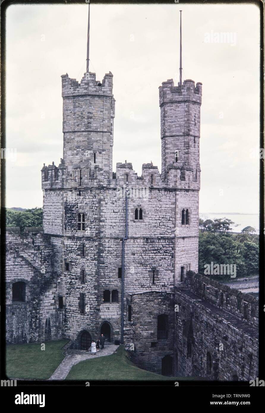 Eagle Tower, Château de Caernarfon, Caernarvonshire, au nord du Pays de Galles, 1962. Organisateur : Norman Barnard. Banque D'Images
