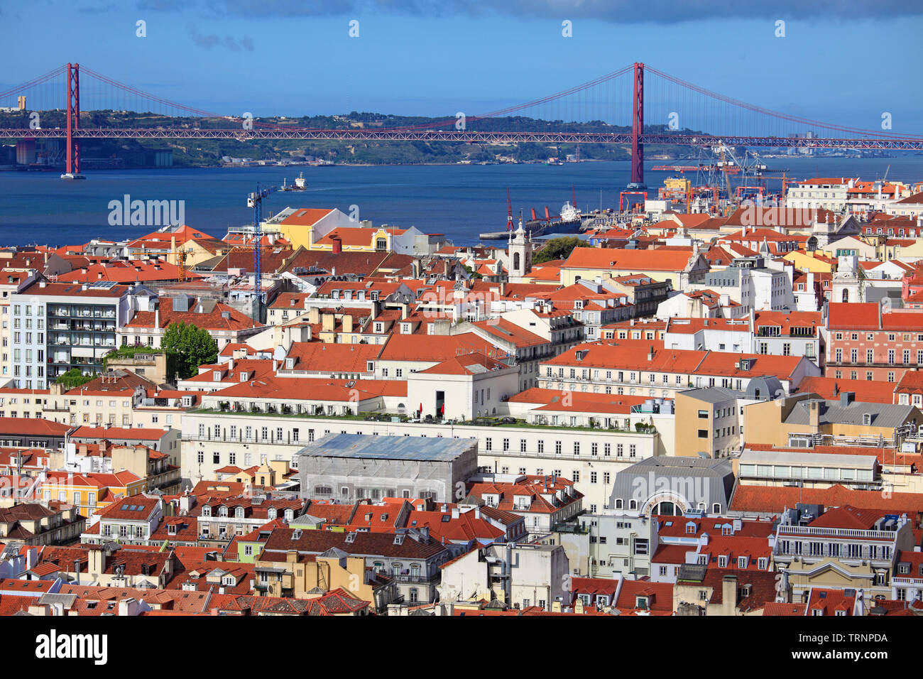 Portugal, Lisbonne, la Baixa, le Tage, Pont 25 de Abril, Banque D'Images